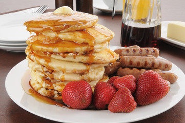 Tall stack of pancakes