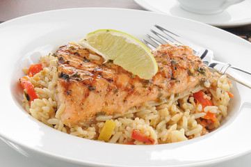 Salmon with wild rice