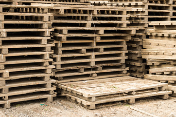 Pallets stacked ready for use