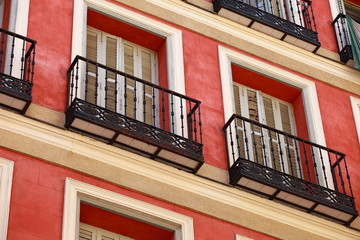 Naklejka premium Mediterranean architecture in Spain. Old apartment in Madrid.