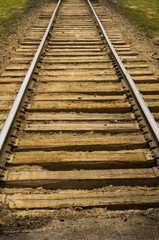 Fototapeta na wymiar Railroad tracks and roadbed