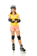 beautiful young woman on roller skates