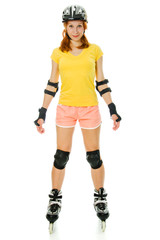 beautiful young woman on roller skates