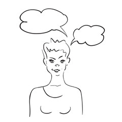 Thinking girl sketch