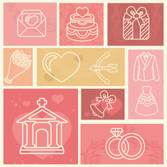 design elements with wedding and love icons