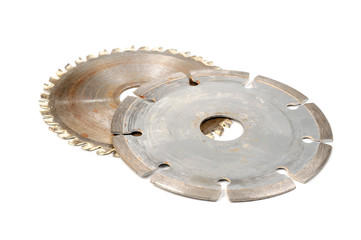 Used Circular Saw Blades Isolated on White Background