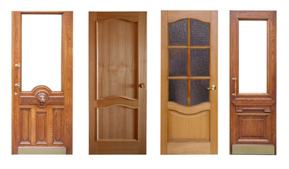 Set of wooden doors. Isolated ver white