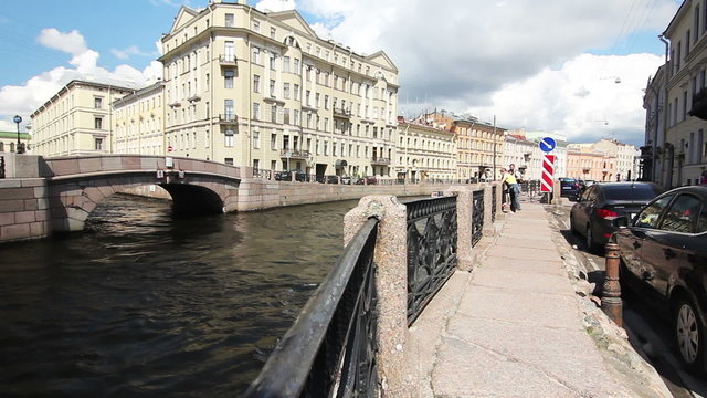 Moika river Enbankment in summer, St. Petersburg, Russia