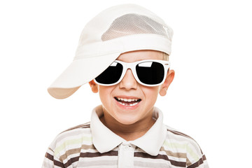 Smiling child boy in sunglasses