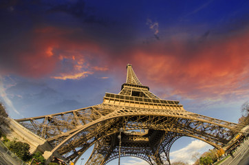 Sunrise in Paris, with the Eiffel Tower