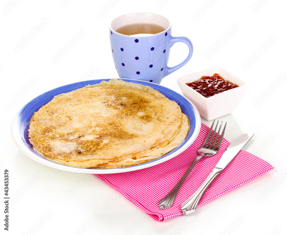 Canvas Prints stack of tasty pancakes isolated on white