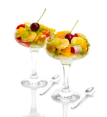 Fresh fruits salad isolated on white