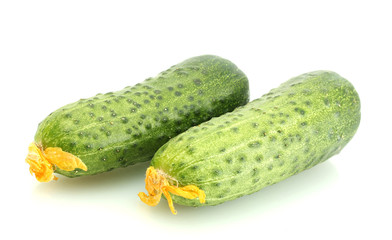 Fresh cucumbers isolated on white.