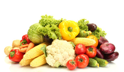 Fresh vegetables isolated on white