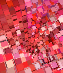 3d abstract fragmented cube pattern pink red backdrop