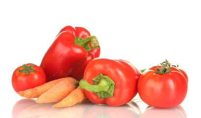 Red vegetables isolated on white