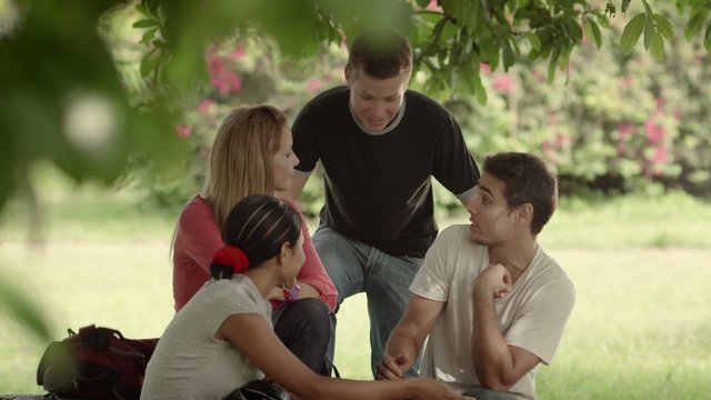 Friends studying together, university students preparing test