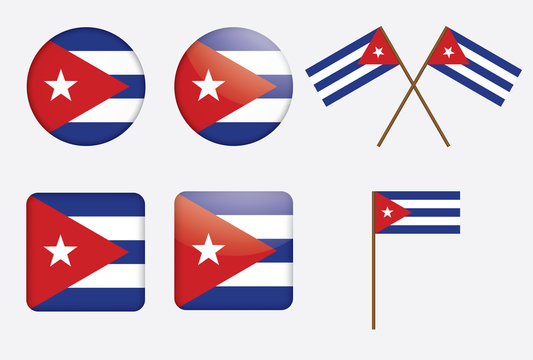 set of badges with flag of Cuba vector illustration