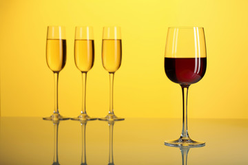 Glasses with wine
