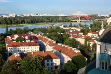 Vistula river and Warsaw old town from high-angle view. Poland © drummond79