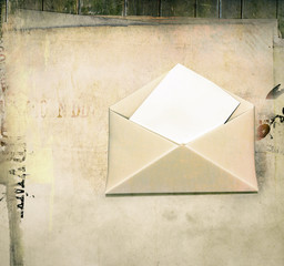 envelope with blank over grunge background