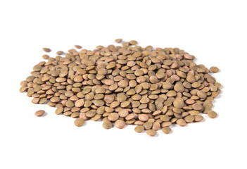 brown-lentils, isolated on white background