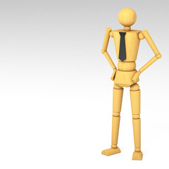 The wooden doll with color pencil on white background 3d illustr