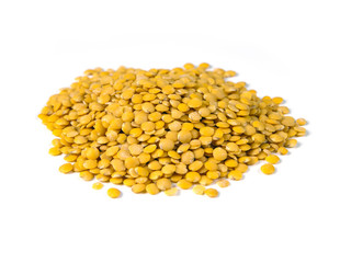 yellow-lentils, isolated on white background