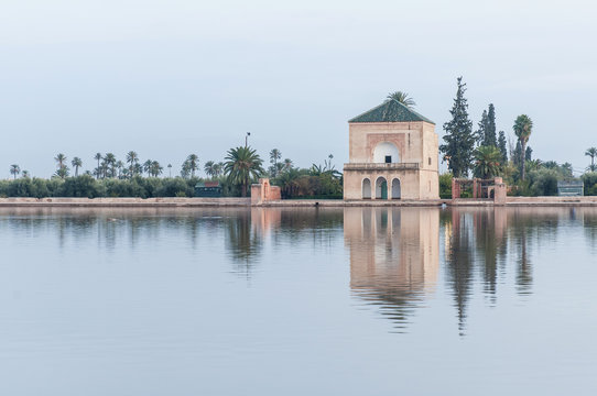 Pavillion on Menara Gardens at Marrakech, Morocco