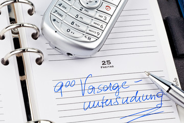Eintrag im Kalender: Vorsorgeuntersuchung