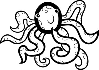 cartoon octopus for coloring book