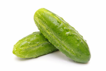 Fresh cucumbers isolated on white