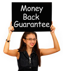 Money Back Guarantee Board Held By Girl