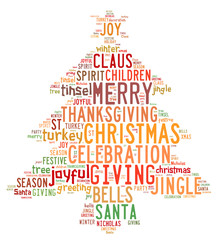 Christmas tree word clouds in white background