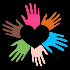 mixed ethnic hands love