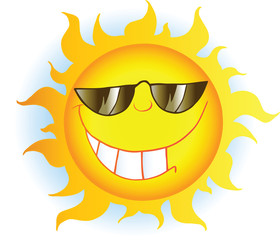 Smiling Sun Cartoon Mascot Character With Sunglasses