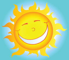 Smiling Sun Cartoon Character