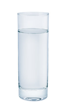 High glass with water on white background.