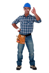 Construction worker ok after an accident