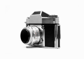 Vintage camera, isolated, white background
