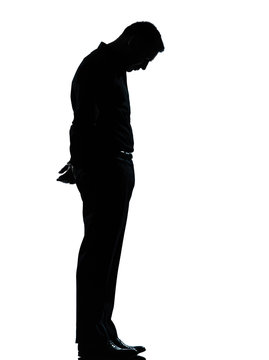 one business man sad lonely silhouette