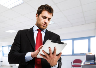 Businessman using a tablet