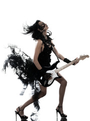 Fototapeta na wymiar kobieta gra elektryczny gitarzysta