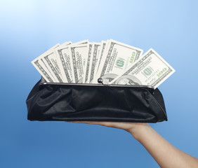 purse with money on hand