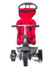 Child's red tricycle.