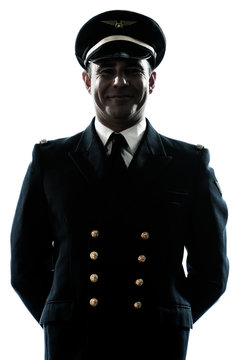 Man In Airline Pilot Uniform Silhouette