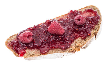 Bread with Raspberry Jam on white