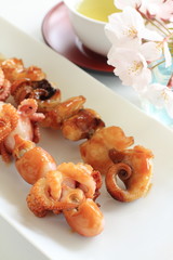 Japanese cuisine, grill octopus seasoned with teriyaki sauce