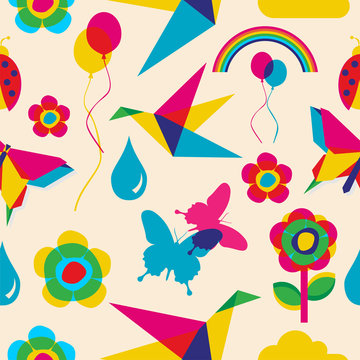 Colorful summer origami pattern