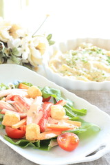 Crab Kamaboko and vegetable salad